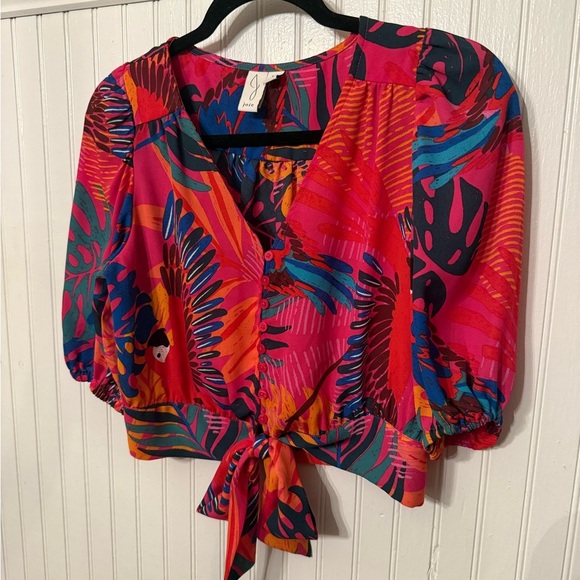 Joie Tropical Parrot Crop Small blouse - Picture 1 of 7